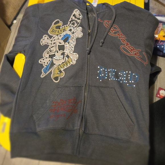 Ed Hardy Zip Hoodie Vegas Play Cards Dice Size L - Picture 2 of 3